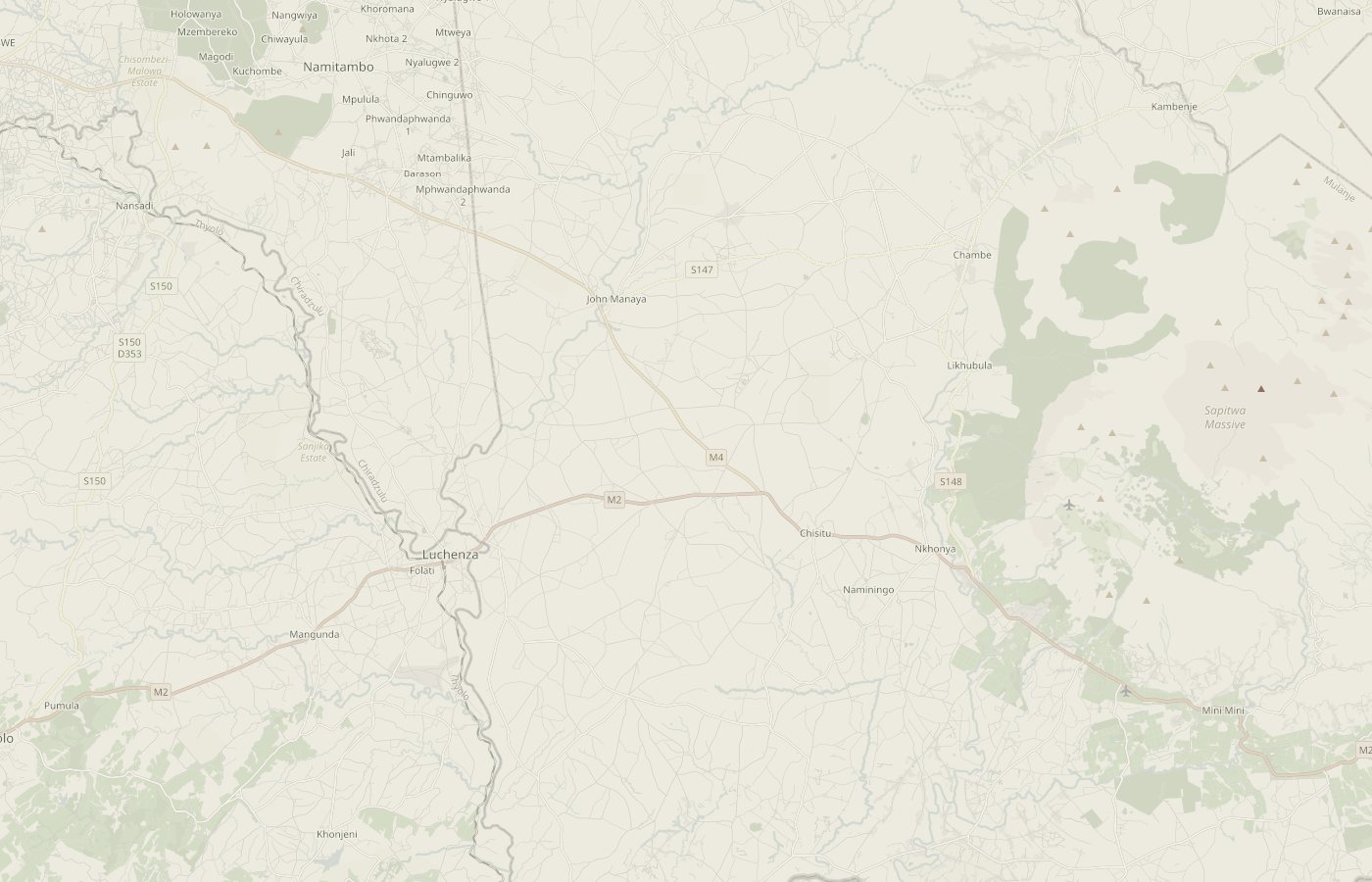 Map of the Mulanje region in southern Malawi showing the seven places we work in